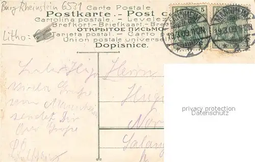 AK / Ansichtskarte Trechtingshausen Burg Rheinstein Litho Trechtingshausen