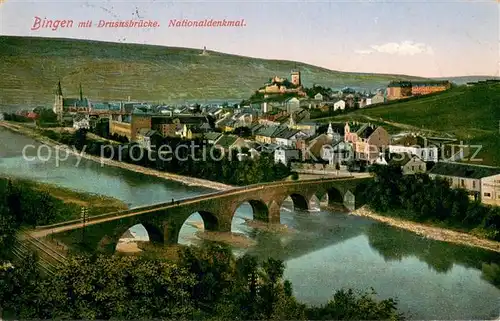 AK / Ansichtskarte Bingen_Rhein Drususbruecke Blick zum Nationaldenkmal Niederwald Feldpost Bingen Rhein