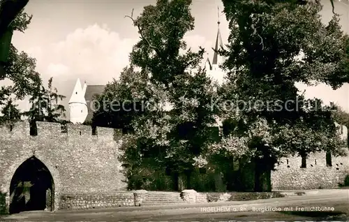 AK / Ansichtskarte Ingelheim_Rhein Burgkirche mit Freilichtbuehne Ingelheim Rhein