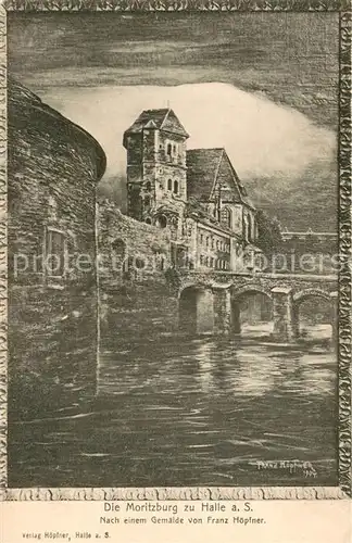 AK / Ansichtskarte Halle_Saale Moritzburg nach einem Gemaelde von Franz Hoepfner Kuenstlerkarte Halle_Saale