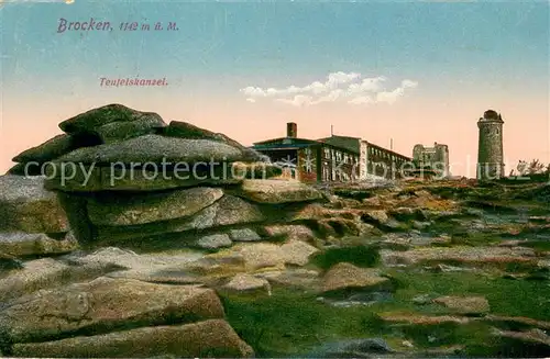 AK / Ansichtskarte Wernigerode_Harz Felsen Teufelskanzel Brockenhotel Offizielle Ansichtskarte Wernigerode Harz