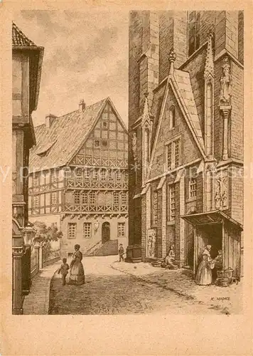 AK / Ansichtskarte Hannover Marktkirchenportal und Hohe Schule um 1840 Hannover