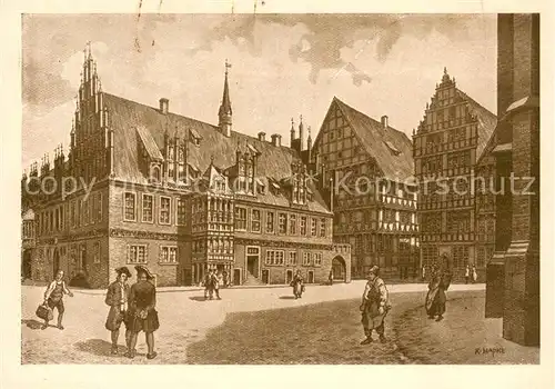 AK / Ansichtskarte Alt_Hannover Der Marktplatz um 1730 Alt_Hannover