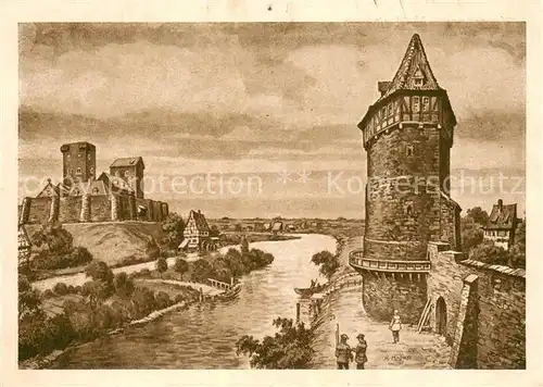 AK / Ansichtskarte Alt_Hannover Am Hohen Ufer um 1350 Stadtmauer mit Beginenturm und Garten der Beginen Alt_Hannover
