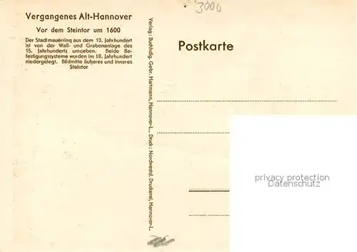AK / Ansichtskarte Alt_Hannover Vor dem Steintor um 1600 Stadtmauerring Alt_Hannover