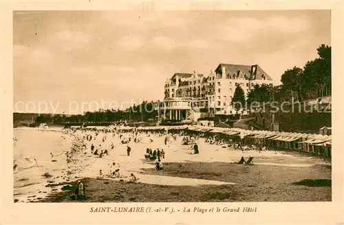 AK / Ansichtskarte Saint Lunaire La Plage et le Grand Hotel Saint Lunaire