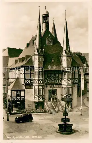 AK / Ansichtskarte Wernigerode_Harz Rathaus Restaurant Rathauskeller Automobil Wernigerode Harz