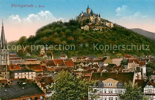 AK / Ansichtskarte Wernigerode_Harz Stadtbild mit Schloss Wernigerode Harz