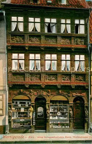 AK / Ansichtskarte Wernigerode_Harz Altes holzgeschnitztes Haus Wernigerode Harz