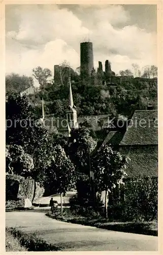 AK / Ansichtskarte Stromberg_Hunsrueck Teilansicht Luftkurort mit Blick zur Burgruine Stromberg Hunsrueck