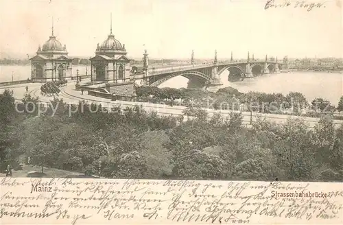 AK / Ansichtskarte Mainz_Rhein Strassenbahnbruecke Mainz Rhein