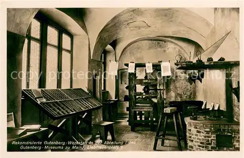 AK / Ansichtskarte Mainz_Rhein Gutenberg Museum Rekonstruierte Gutenberg Werkstatt Mainz Rhein