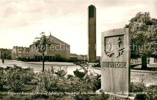 AK / Ansichtskarte Castrop Rauxel Denkmal am Neuroder Markt und Johanniskirche Castrop Rauxel