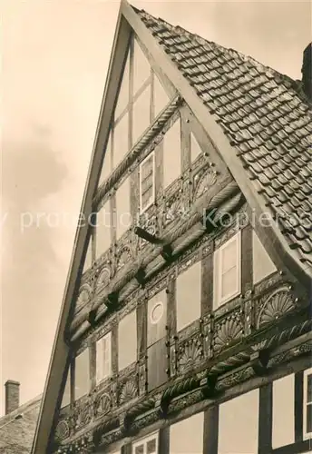 AK / Ansichtskarte Lemgo Schnitzereien am Krughaus Zum neuen Schaden Lemgo