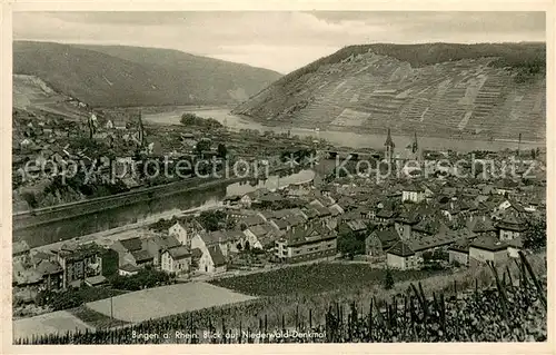 AK / Ansichtskarte Bingen_Rhein Panorama mit Niederwald Denkmal Bingen Rhein