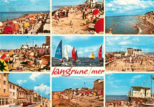 AK / Ansichtskarte Langrune sur Mer Plage a l heure du bain Place du 6 Juin Promenade Langrune sur Mer