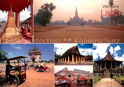 AK / Ansichtskarte Vientiane Tempel Haendler Vientiane