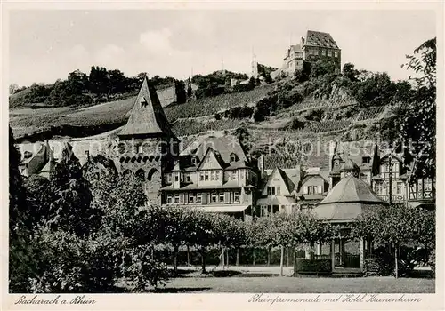 AK / Ansichtskarte Bacharach_Rhein Rheinpromenade mit Hotel Kranenturm Bacharach Rhein