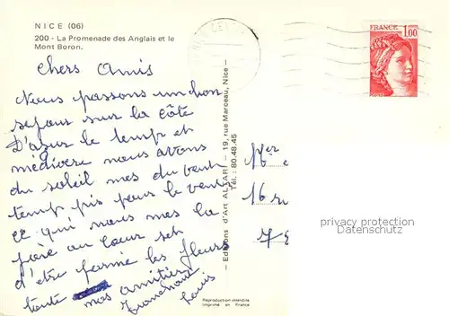 AK / Ansichtskarte Nice_06 La Promenade des Anglais et le Mont Boron Cote d Azur 