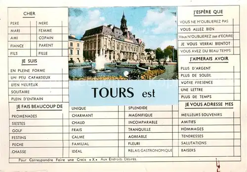 AK / Ansichtskarte Tours_Indre et Loire Hotel de Ville Fontaine Tours Indre et Loire