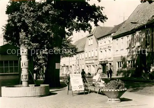AK / Ansichtskarte Roebel_Mueritz Strasse des Friedens Brunnen Roebel Mueritz