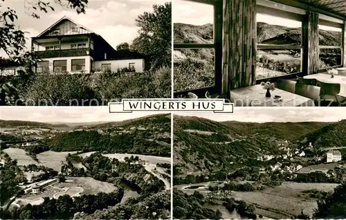 AK / Ansichtskarte Hasenfeld Restaurant Pension Wingerts Hus in der Eifel Fliegeraufnahme Hasenfeld