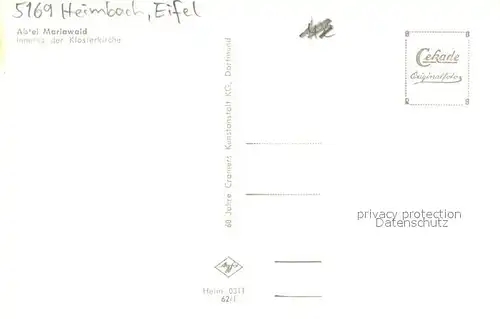 AK / Ansichtskarte Heimbach_Eifel Abtei Mariawald Inneres der Klosterkirche Heimbach Eifel