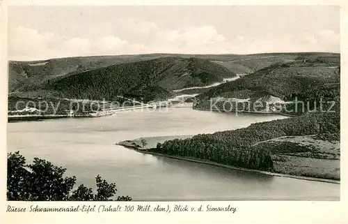 AK / Ansichtskarte Heimbach_Eifel Rursee Schwammenauel Blick von der Simonsley Heimbach Eifel