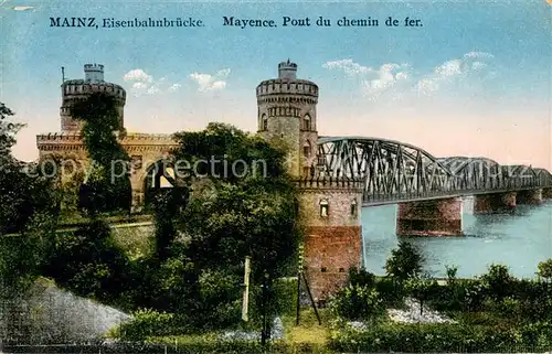 AK / Ansichtskarte Mainz_Rhein Eisenbahnbruecke Mainz Rhein