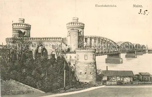 AK / Ansichtskarte Mainz_Rhein Eisenbahnbruecke Mainz Rhein