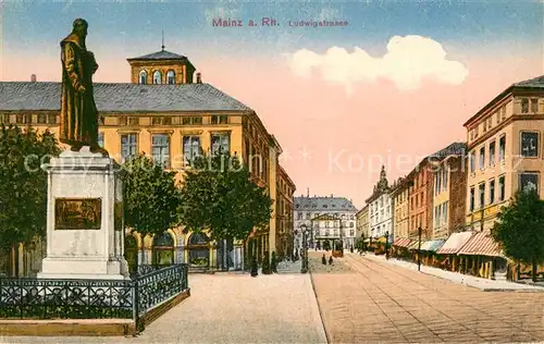 AK / Ansichtskarte Mainz_Rhein Ludwigstrasse Gutenbergdenkmal Mainz Rhein