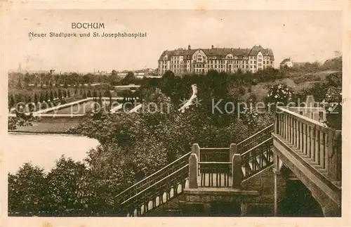 AK / Ansichtskarte Bochum Neuer Stadtpark und St Josephshospital Bochum
