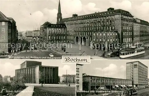 AK / Ansichtskarte Bochum Rathausplatz mit Rathaus und Hauptpost Bochum