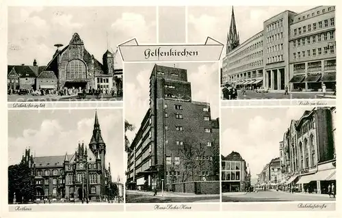 AK / Ansichtskarte Gelsenkirchen Bahnhof Stadtsparkasse Rathaus Hans Sachs Haus Bahnhofstrasse Gelsenkirchen