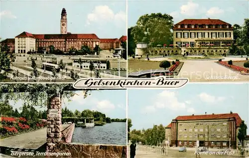 AK / Ansichtskarte Buer_Gelsenkirchen Rathaus Busbahnhof Schloss Berge Bergersee Terrassengarten Post Buer Gelsenkirchen