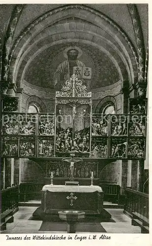 AK / Ansichtskarte Enger Wittekindkirche Inneres mit Altar Enger