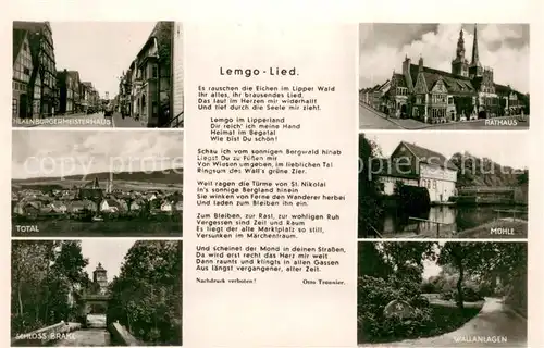 AK / Ansichtskarte Lemgo Hexenbuergermeisterhaus Total Schloss Brake Rathaus Muehle Wallanlagen Lemgo