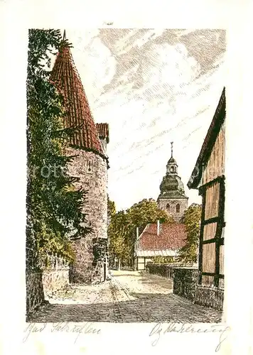 AK / Ansichtskarte Bad_Salzuflen Ortsmotiv Radierung Bad_Salzuflen