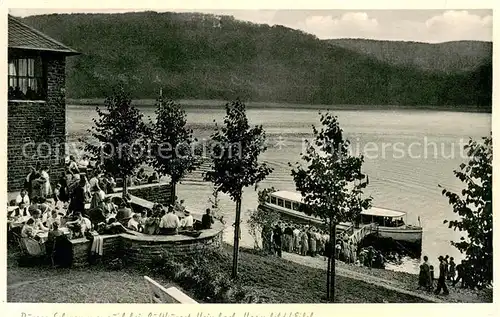 AK / Ansichtskarte Heimbach_Eifel Gaststaette Restaurant Rursee Schwammenauel Fahrgastschiff Heimbach Eifel