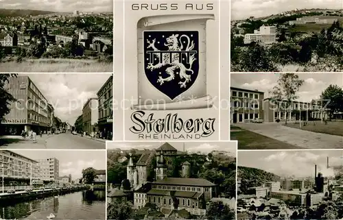 AK / Ansichtskarte Stolberg_Rheinland Stadtpanorama Partie Innenstadt Schule Industrie Burg Stolberg_Rheinland