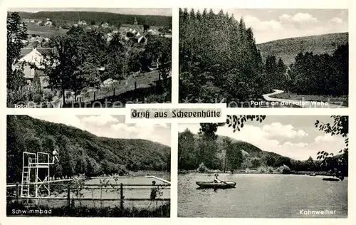 AK / Ansichtskarte Schevenhuette Totalansicht Partie an der roten Wehe Schwimmbad Freibad Kahnweiher Schevenhuette