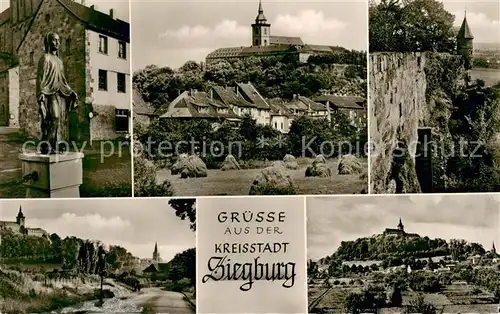 AK / Ansichtskarte Siegburg Blick zur Abtei Michaelsberg Statue Stadtmauer Siegburg