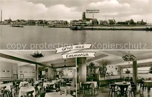 AK / Ansichtskarte Emmerich_Rhein Blick ueber den Rhein zur Stadt Restauration Zum goldenen Anker Emmerich Rhein