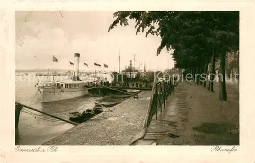 AK / Ansichtskarte Emmerich_Rhein Rheinufer Anleger Fahrgastschiff Emmerich Rhein