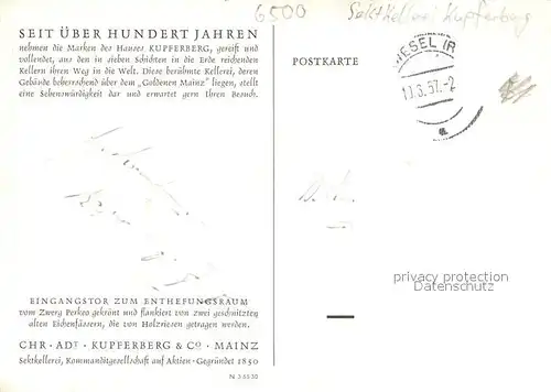 AK / Ansichtskarte Mainz_Rhein Kupferberg Sektkellerei Mainz Rhein