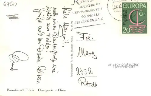 AK / Ansichtskarte Fulda Orangerie und Flora Fulda