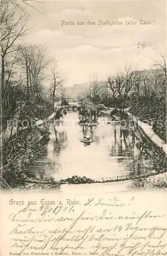 AK / Ansichtskarte Essen_Ruhr Schwanenteich im Stadtgarten Essen_Ruhr