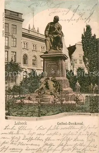 AK / Ansichtskarte Luebeck Geibel Denkmal Luebeck