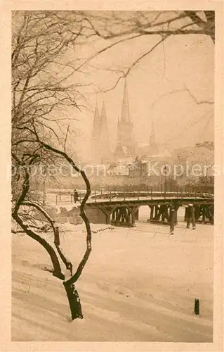 AK / Ansichtskarte Luebeck Dankwartsbruecke Winterszene Luebeck