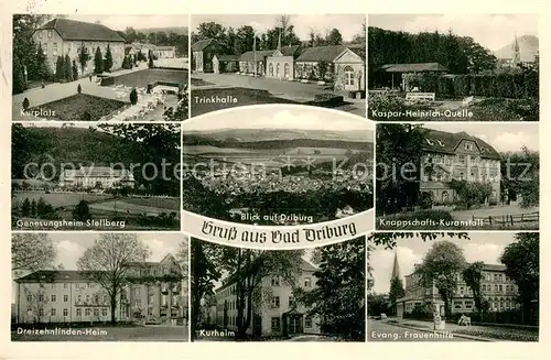 AK / Ansichtskarte Bad_Driburg Kurplatz Trinkhalle Kaspar Heinrich Quelle Genesungsheim Stellberg Knappschafts Kuranstalt Dreizehnlinden Heim Ev Frauenhilfe Bad_Driburg